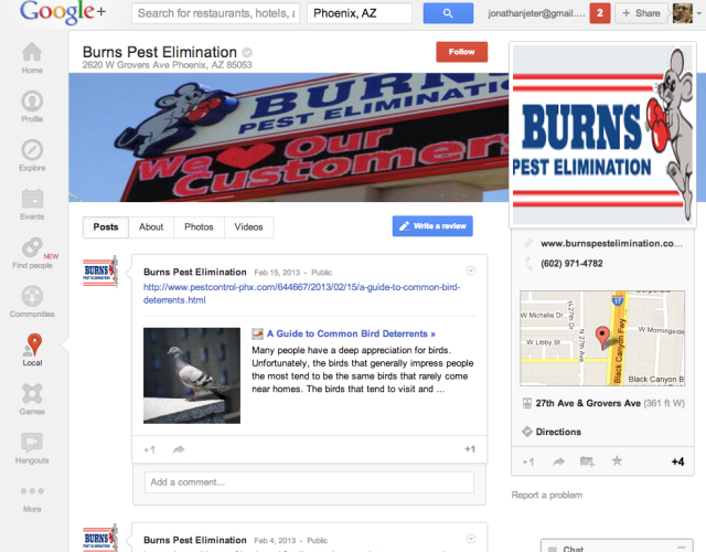 Burns Pest Elimination Google Plus Page