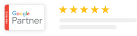 Logo of Google partner with 5 review stars